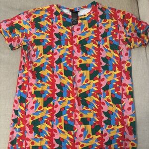 Nooworks Macarena Tee Dress Colorful Print Cotton Stretchy Mini Size XL